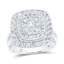  2CTW Round Diamond Halo Square Bridal Engagement Wedding Ring Set- 10K White Gold