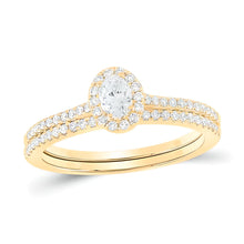  1/2CTW Round Diamond Halo Bridal Wedding Ring- 14K Yellow Gold