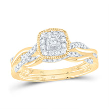  1/3CTW Diamond Cushion Single Halo Bridal Wedding Engagement Ring Set - 14K Yellow Gold
