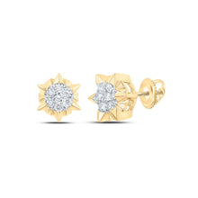  1/5CTW Diamond Starburst Cluster Earrings - 10K Yellow Gold