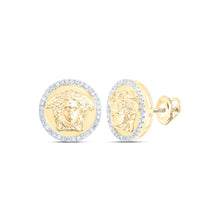  1/4CTW Round Diamond Medusa Circle Earrings - 10K Yellow Gold