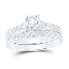  2CTW Round Diamond Bridal Wedding Engagement Ring Set- 14K White Gold