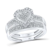  3/8CTW Round Diamond Heart Bridal Wedding Engagement Ring- Sterling Silver