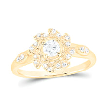  3/8CTW Round Diamond Cluster Ring Bridal Wedding Ring- 14K Yellow Gold