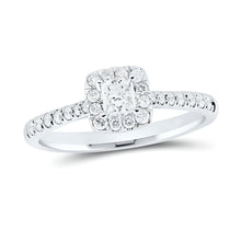  1/2CTW Princess Diamond Halo Bridal Engagement Wedding Ring- 14K White Gold