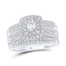  1CTW Round Diamond Bridal Engagement Wedding Ring Set- 10K White Gold