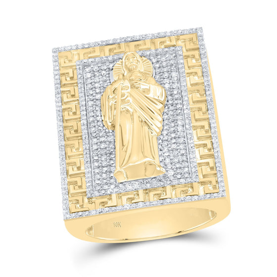1-5/8CTW Diamond St. Jude Men's Fashion Ring - 10k Yellow Gold