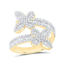  7/8CTW Diamond Ana M Butterfly Ladies Cuff Fashion Ring - 10K Gold