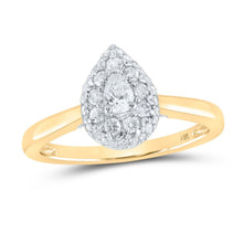  1/2CTW Pear Diamond Halo Bridal Wedding Engagement Ring - 14K Yellow Gold