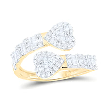  5/8CTW Baguette Diamond Cuff Bypass Heart Fashion Ring - 10K Yellow Gold