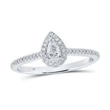  1/3CTW Pear Diamond Halo Bridal Wedding Engagement Ring - 10K White Gold