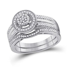  1/3CTW Round Diamond Bridal Wedding Engagement Ring Set- Sterling Silver