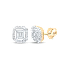  1/4CTW Baguette Diamond Cluster Earrings - 10K Yellow Gold