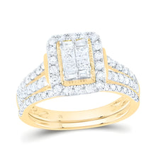  7/8CTW Diamond Fashion Bridal Engagement Wedding Ring Set- 10K Yellow Gold