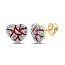  1/2CTW Round Diamond Broken Heart Cluster Stud Earrings - 10K Yellow Gold