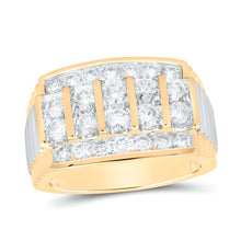  2CTW Round Diamond Ribbed Shank Men's Wedding Band Ring- 14K Yellow Gold