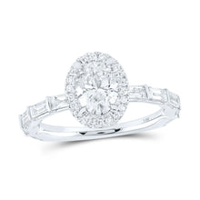 2CTW Oval Diamond Halo Wedding Engagement Ring Set- 14K White Gold