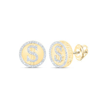 1/2CTW Round Diamond Dollar Sign Cluster Stud Earrings - 10K Yellow Gold