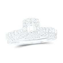  1CTW Emerald Diamond Nicholes Dream Collection Halo Bridal Engagement Wedding Ring Set- 14K White Gold