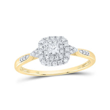  1/4CTW Diamond Cushion Double Halo Bridal Wedding Engagement Ring - 14K Yellow Gold