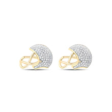  3/8CTW Round Diamond Football Helmet Fashion Stud Earrings - 10K Yellow Gold