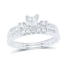  3/8CTW Princess Diamond Bridal Wedding Engagement Ring - 10K White Gold