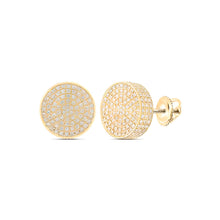  7/8CTW Round Diamond 3D Circle Earrings - 10K Yellow Gold