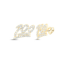  1/2CTW Round Diamond 100 Emoji Men's Stud Earrings - 10K Yellow Gold