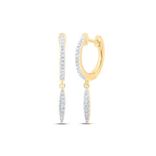  1/6CTW Round Diamond Drop Dangle Stud Earrings - 10K Yellow Gold