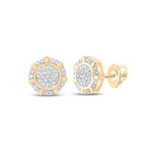  1/5CTW Round Diamond Cluster Earrings - 10K Yellow Gold