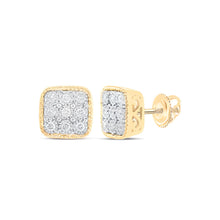  1/5CTW Round Diamond Square Nicholes Dream Collection Earrings - 10K Yellow Gold