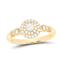  1/3CTW Round Diamond Halo Bridal Engagement Ring Set- 14K Yellow Gold