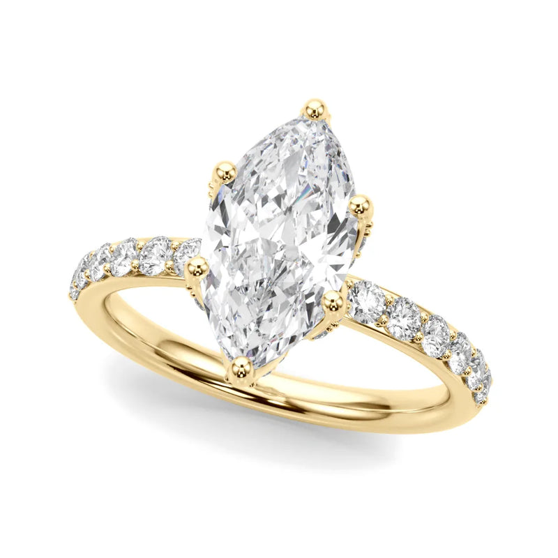 Aitana marquise lab-grown diamond engagement ring, 2 ct center, yellow gold