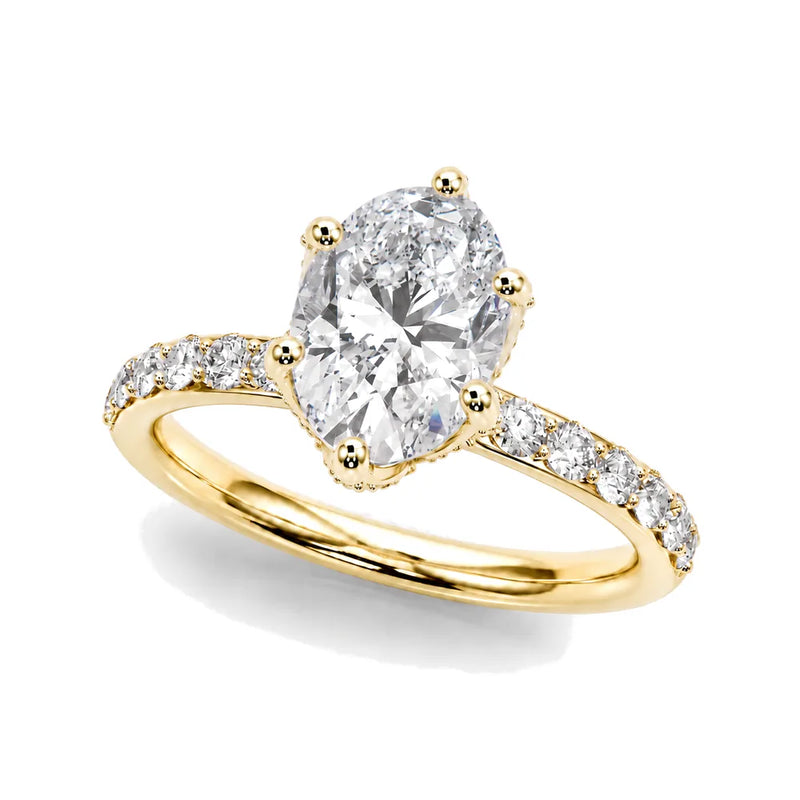 Aitana oval lab-grown diamond engagement ring, 2 ct center, yellow gold