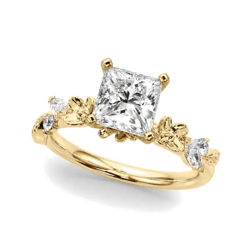 Amelie princess lab-grown diamond engagement ring, 2 ct center, yellow gold
