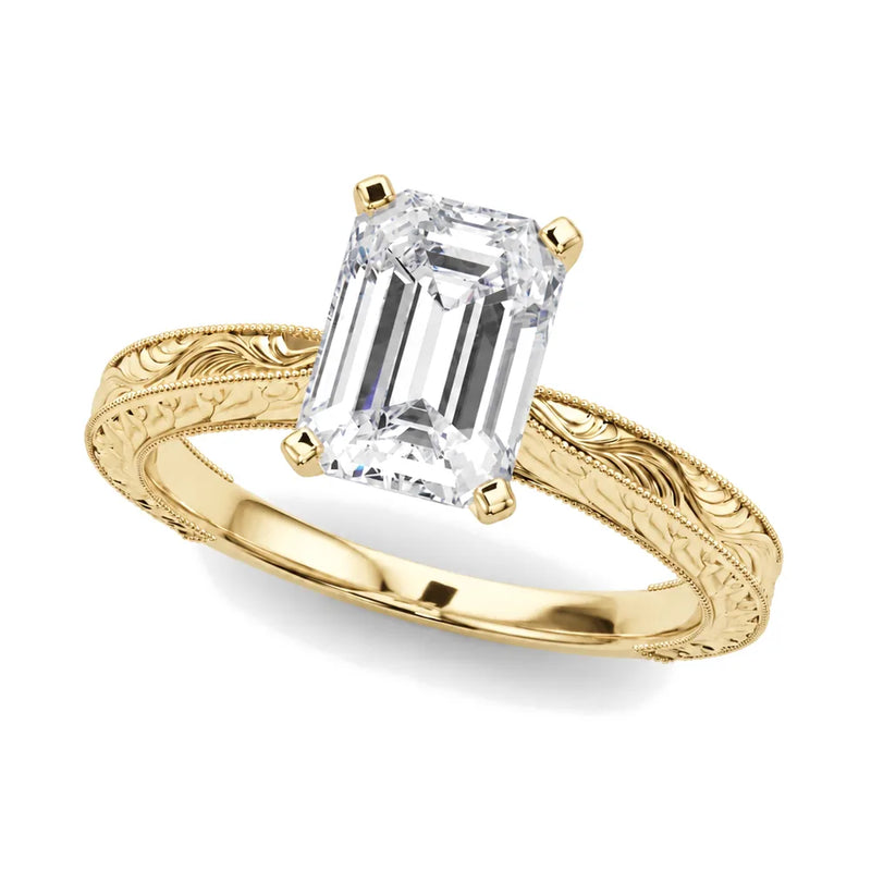 Annika emerald lab-grown diamond engagement ring, 2 ct center, yellow gold