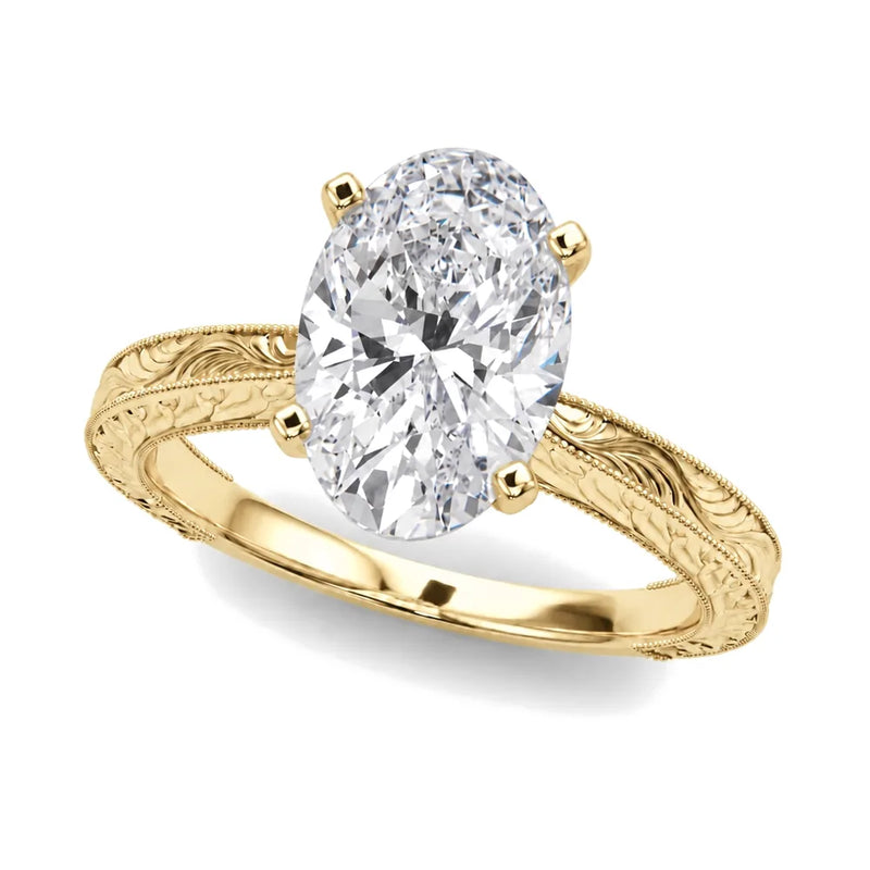 Annika oval lab-grown diamond engagement ring, 2 ct center, yellow gold