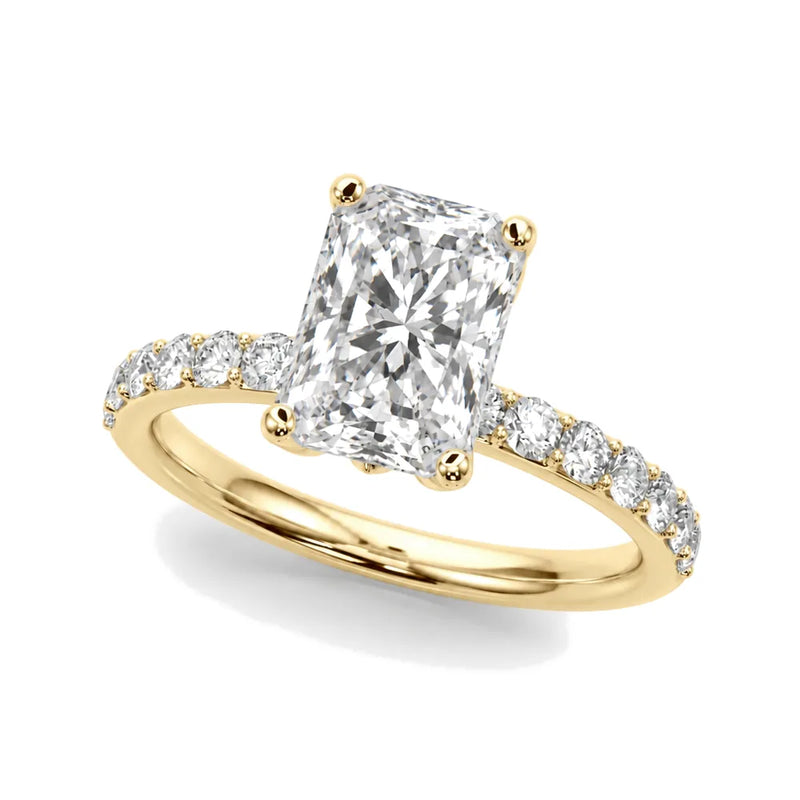 Antonia radiant lab-grown diamond engagement ring, 2 ct center, yellow gold