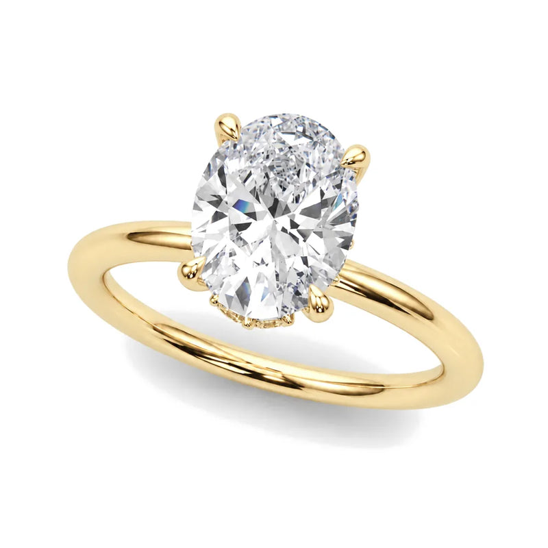 Aria oval lab-grown diamond engagement ring, 2 ct center, yellow gold
