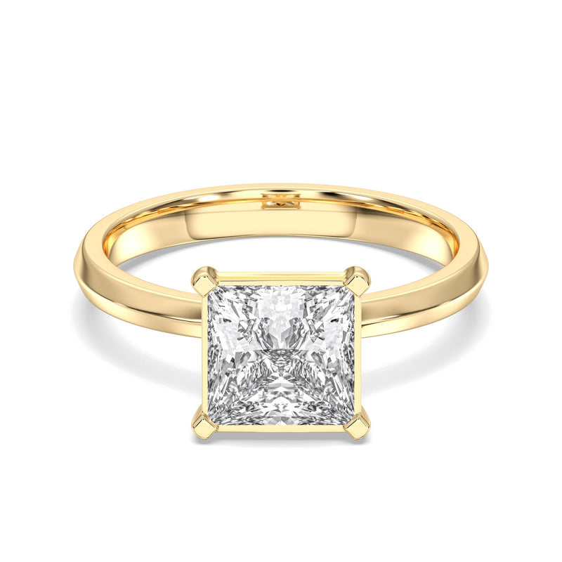 Aria princess lab-grown diamond engagement ring, 2 ct center stone, yellow gold