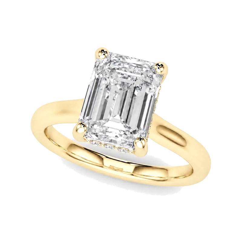Ariadne emerald lab-grown diamond engagement ring, 2 ct center, yellow gold