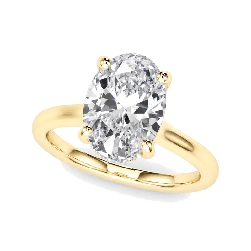 Ariadne oval lab-grown diamond engagement ring, 2 ct center, yellow gold