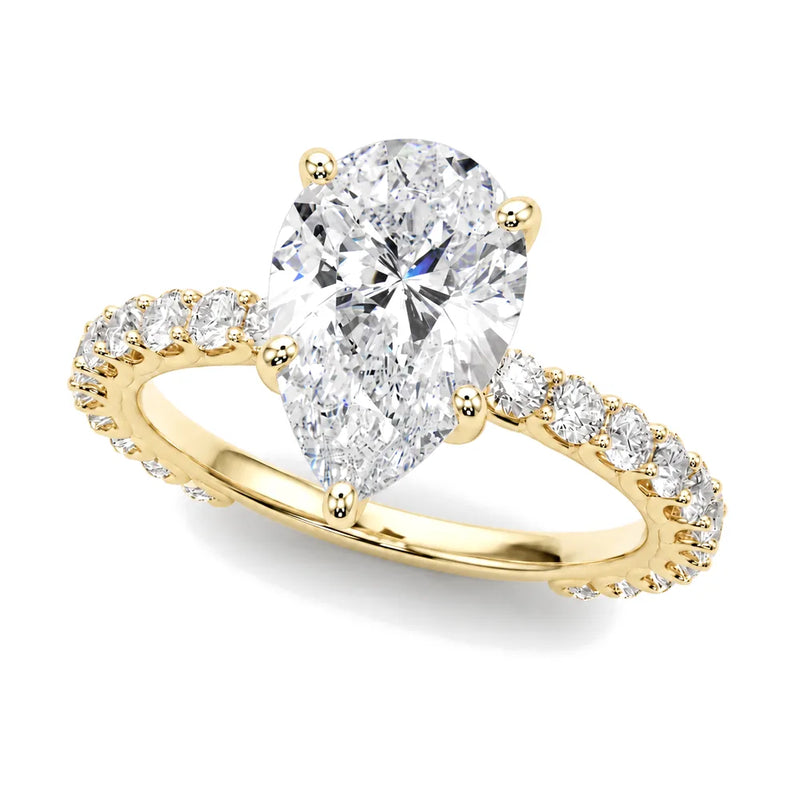 Astrid pear lab-grown diamond engagement ring, 2 ct center, yellow gold