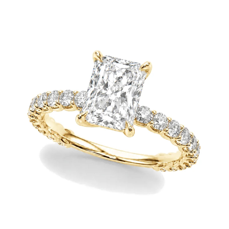 Astrid radiant lab-grown diamond engagement ring, 2 ct center, yellow gold