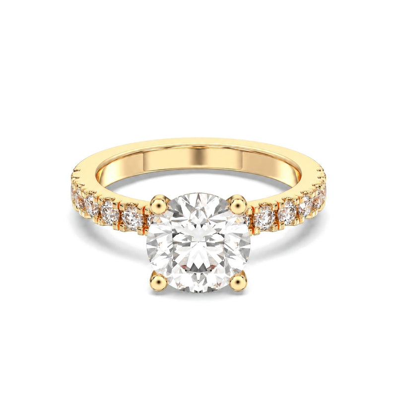 Aurora round lab-grown diamond engagement ring, 2 ct center stone, yellow gold