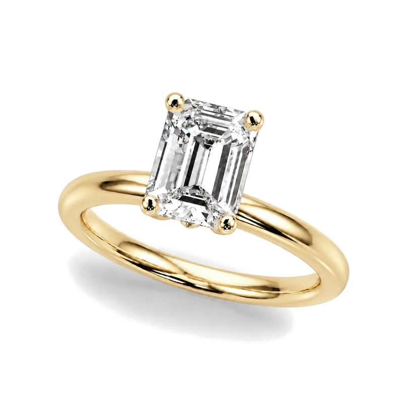 Brielle emerald lab-grown diamond engagement ring, 2 ct center, yellow gold