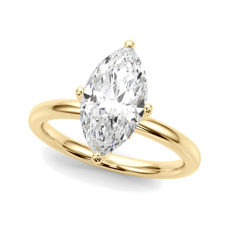 Brielle marquise lab-grown diamond engagement ring, 2 ct center, yellow gold