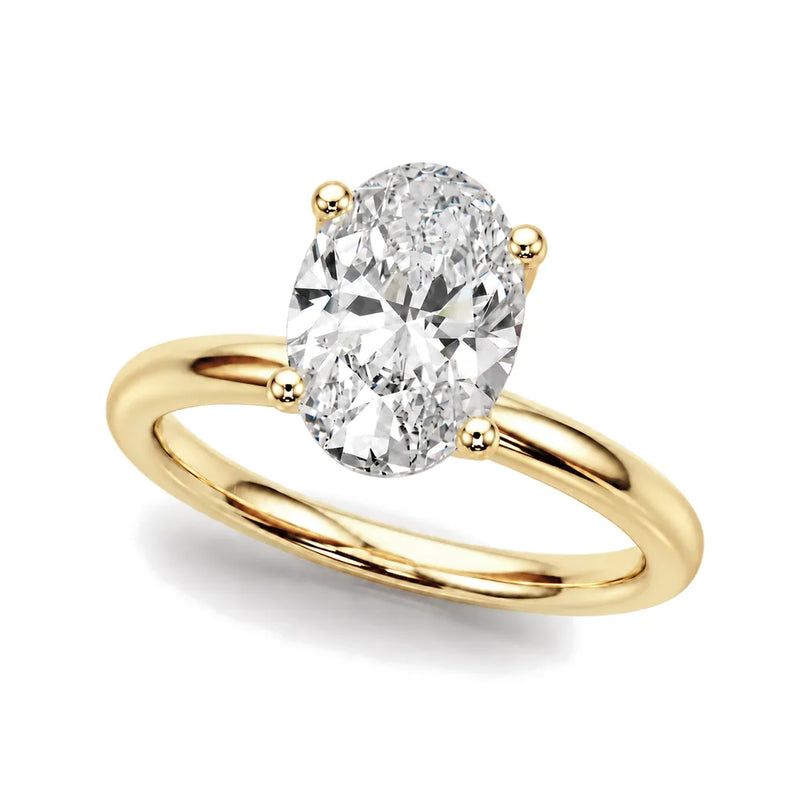 Brielle oval lab-grown diamond engagement ring, 2 ct center, yellow gold
