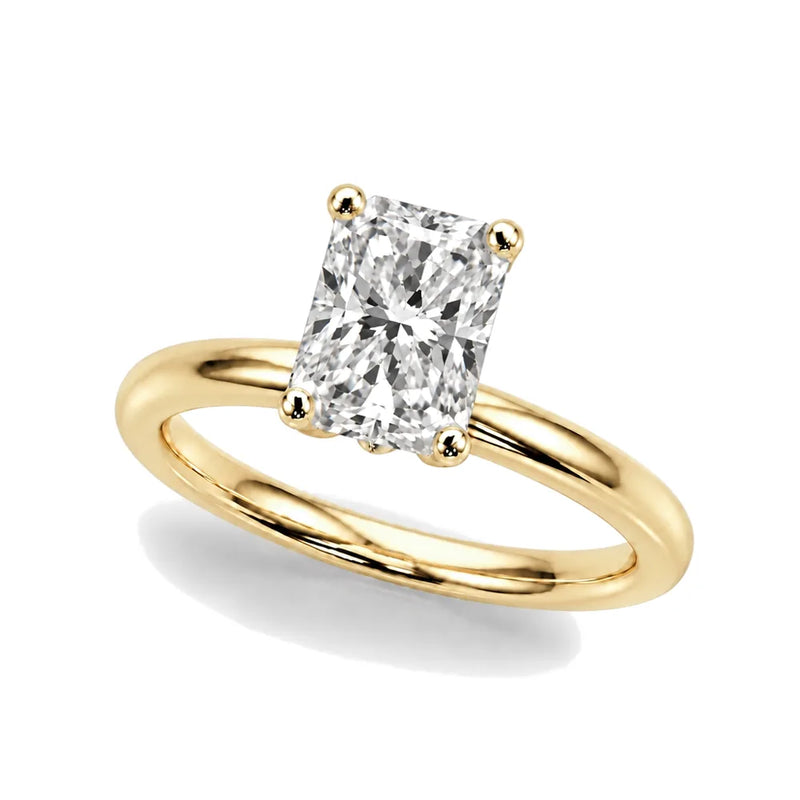Brielle radiant lab-grown diamond engagement ring, 2 ct center, yellow gold