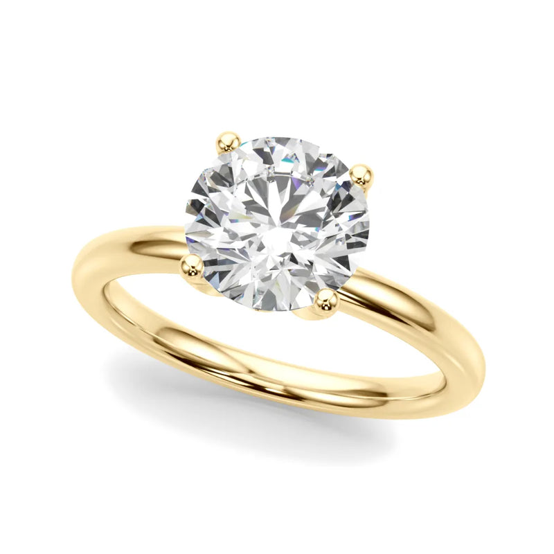Brielle round lab-grown diamond engagement ring, 2 ct center, yellow gold